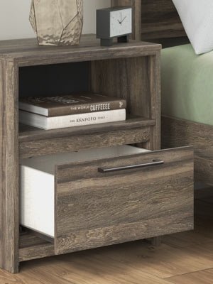 Elbrim Nightstand - Dark Brown Nightstand w/ Charging Station modern furniture Contempo Furniture