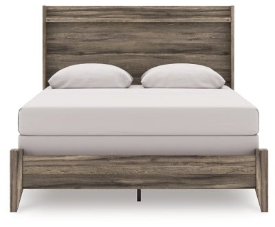 Elbrim Queen Panel Bed - Dark Brown Panel Bed modern furniture Contempo Furniture