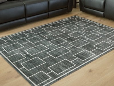 Elderland Washable 5' x 7' Area Rug - Black Washable Rug modern furniture Contempo Furniture