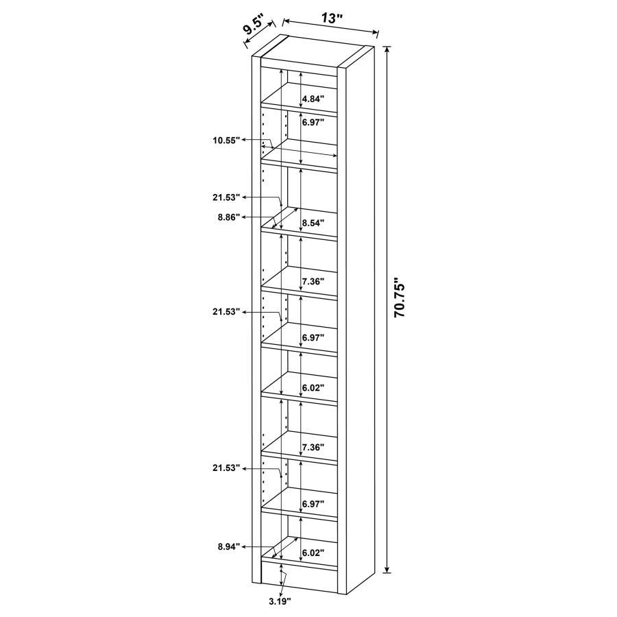 Eliam - 8 - Shelf Bookcase - Cappuccino Standard Bookcase modern furniture Contempo Furniture