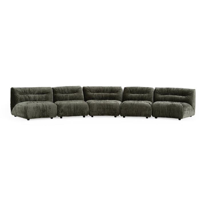 Elias - Modern Green Fabric Curved Modular Sectional Sofa
