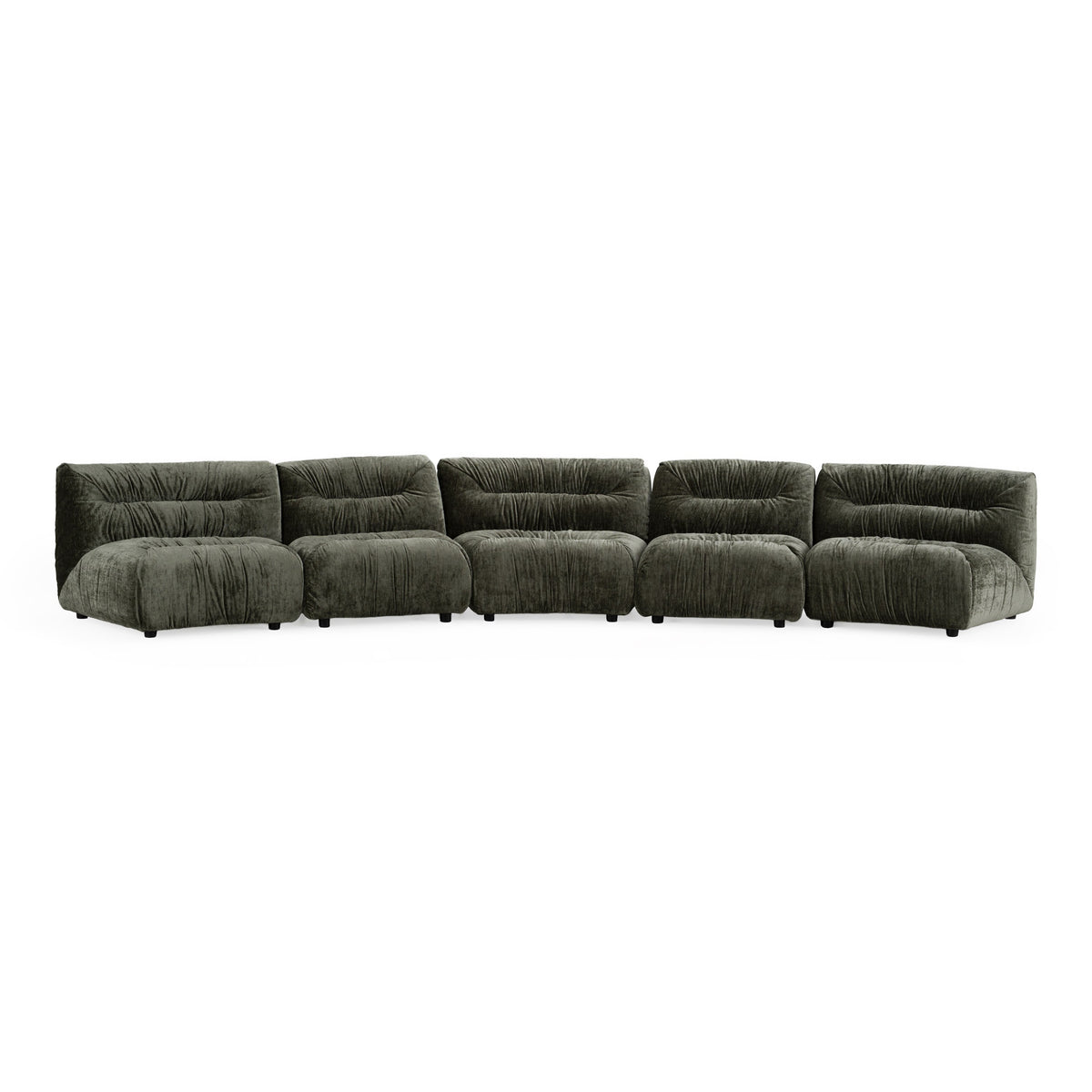 Elias - Modern Green Fabric Curved Modular Sectional Sofa-5-Piece Sectional