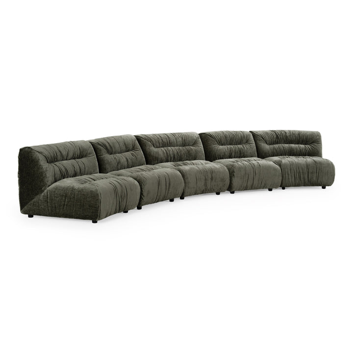 Elias - Modern Green Fabric Curved Modular Sectional Sofa