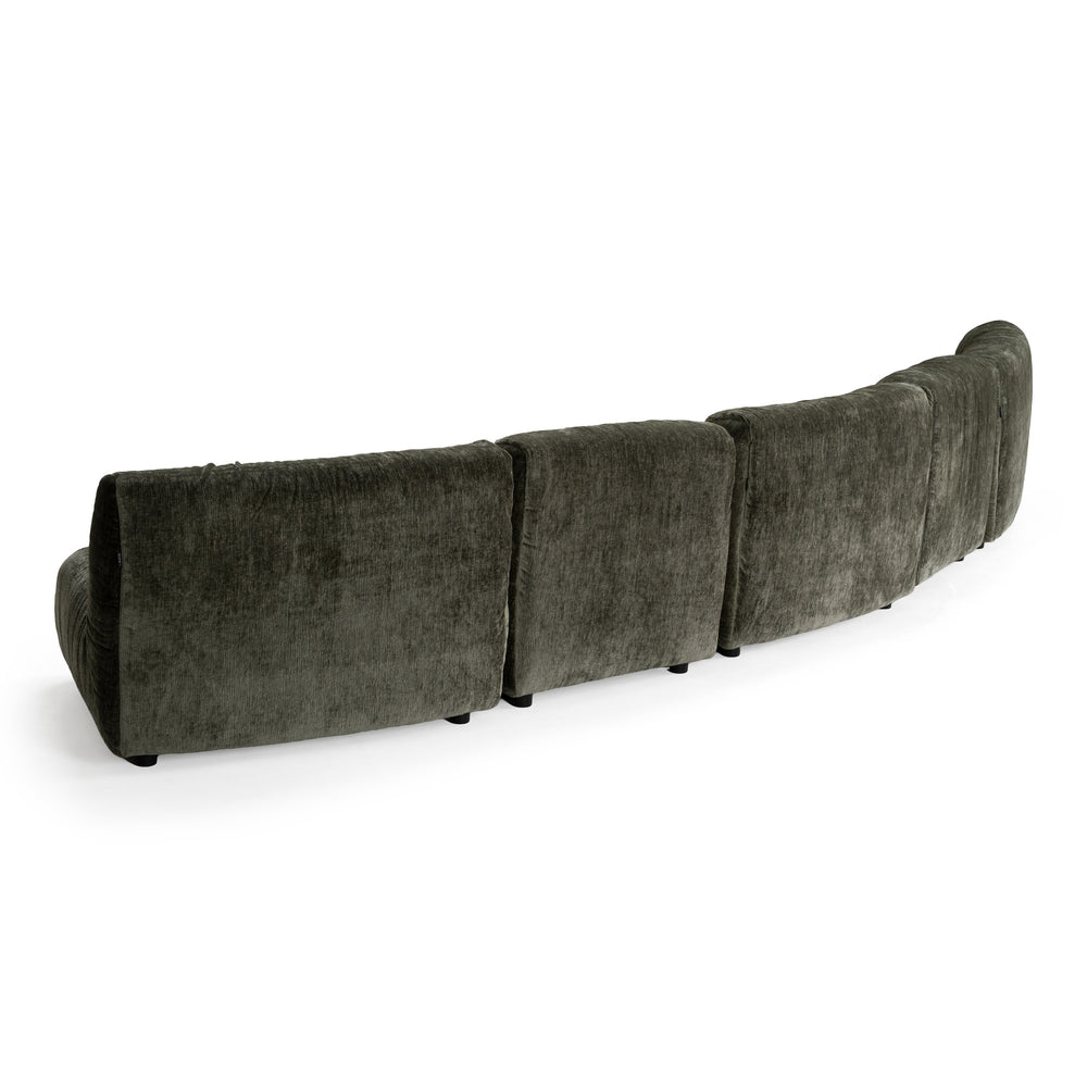 Elias - Modern Green Fabric Curved Modular Sectional Sofa-5-Piece Sectional