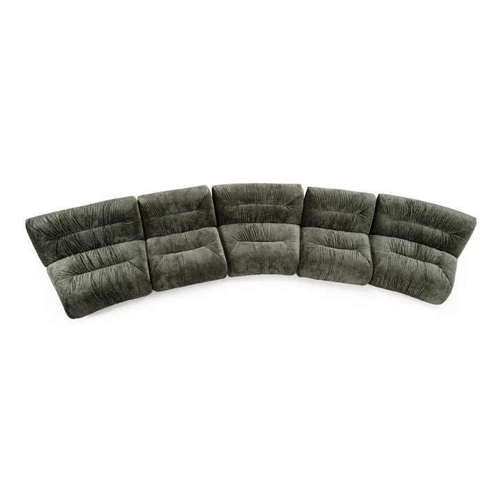 Elias - Modern Green Fabric Curved Modular Sectional Sofa-5-Piece Sectional