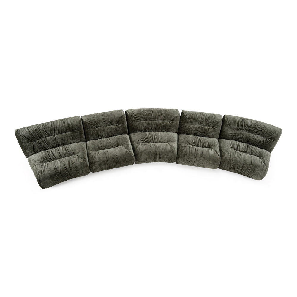 Elias - Modern Green Fabric Curved Modular Sectional Sofa-5-Piece Sectional