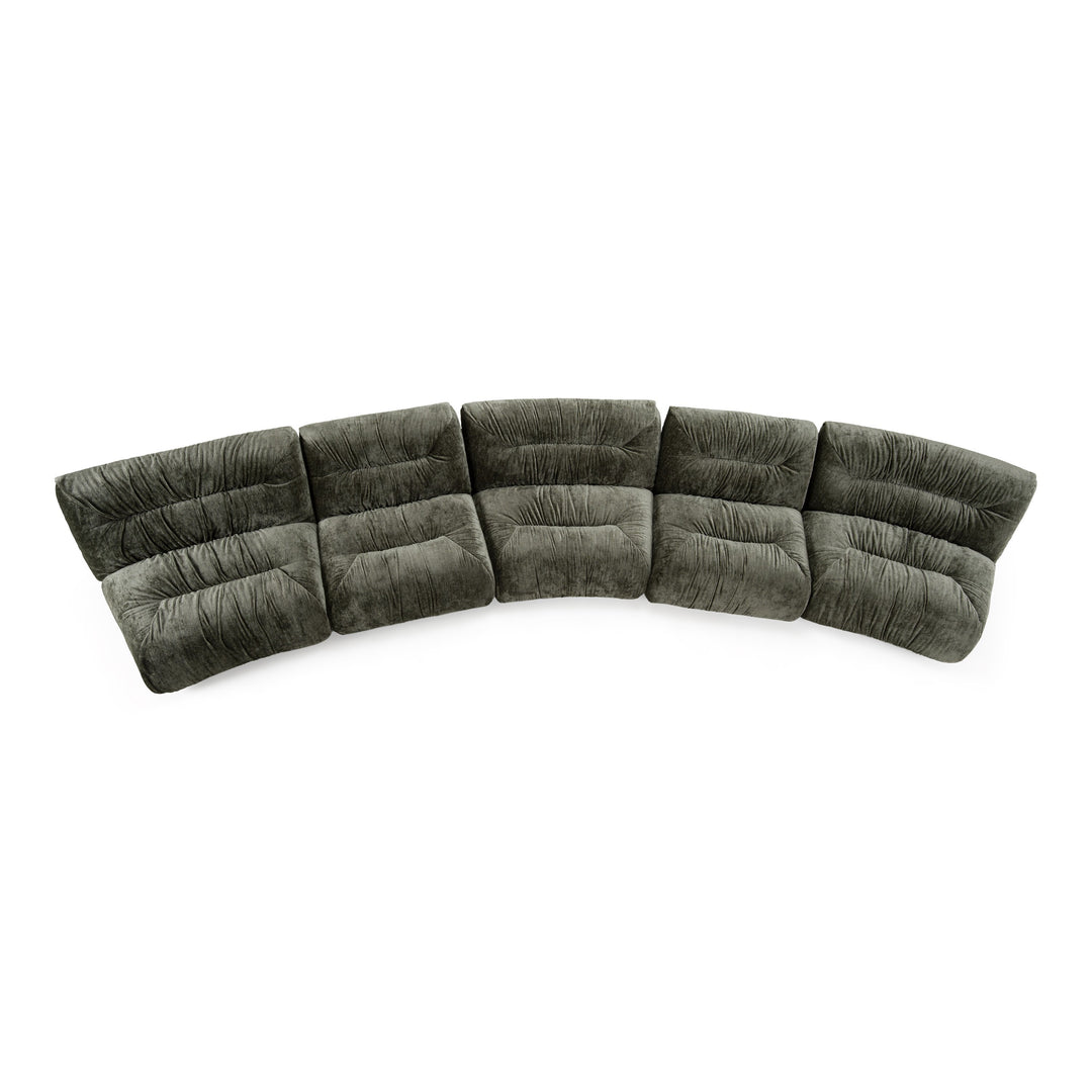 Elias - Modern Green Fabric Curved Modular Sectional Sofa-5-Piece Sectional