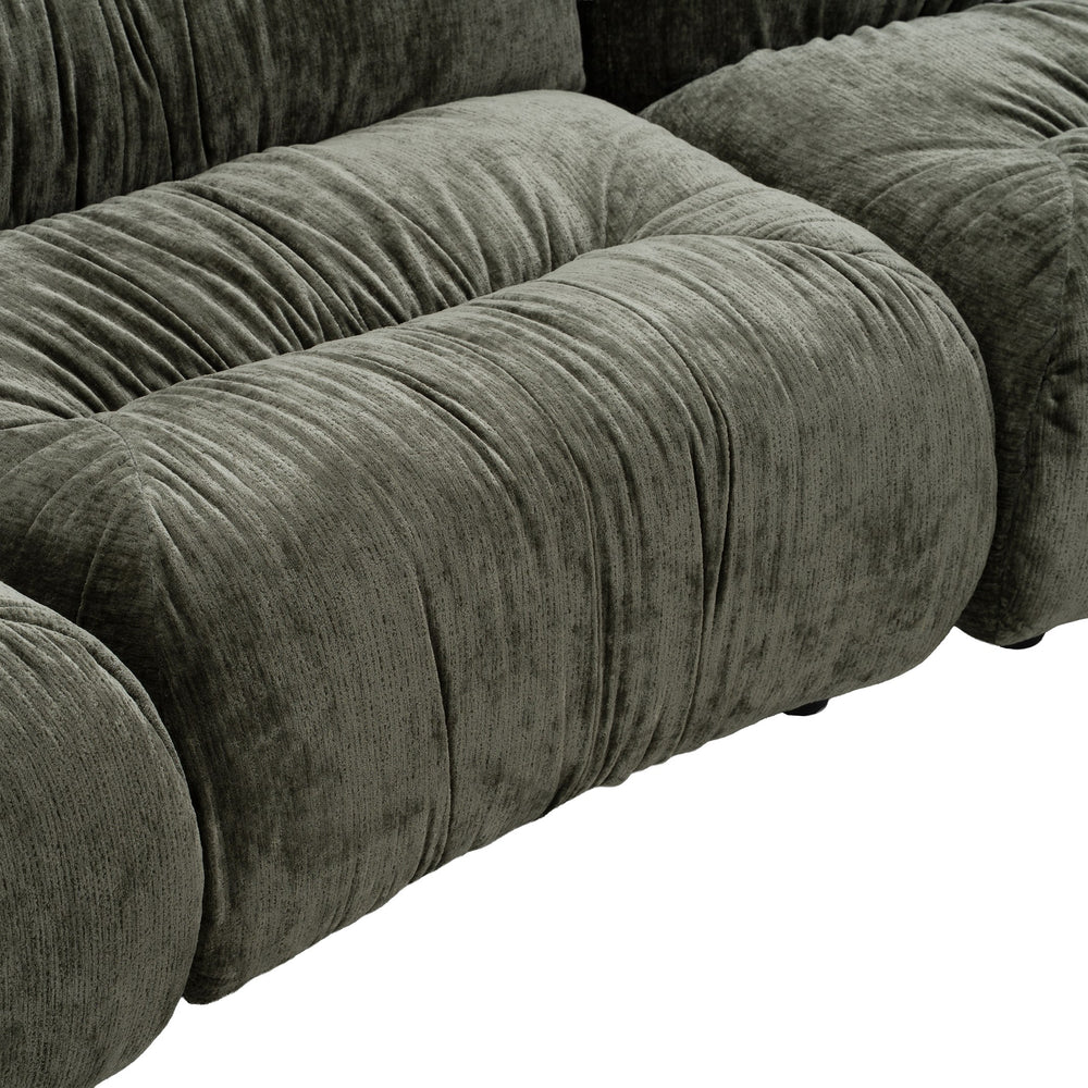 Elias - Modern Green Fabric Curved Modular Sectional Sofa-5-Piece Sectional