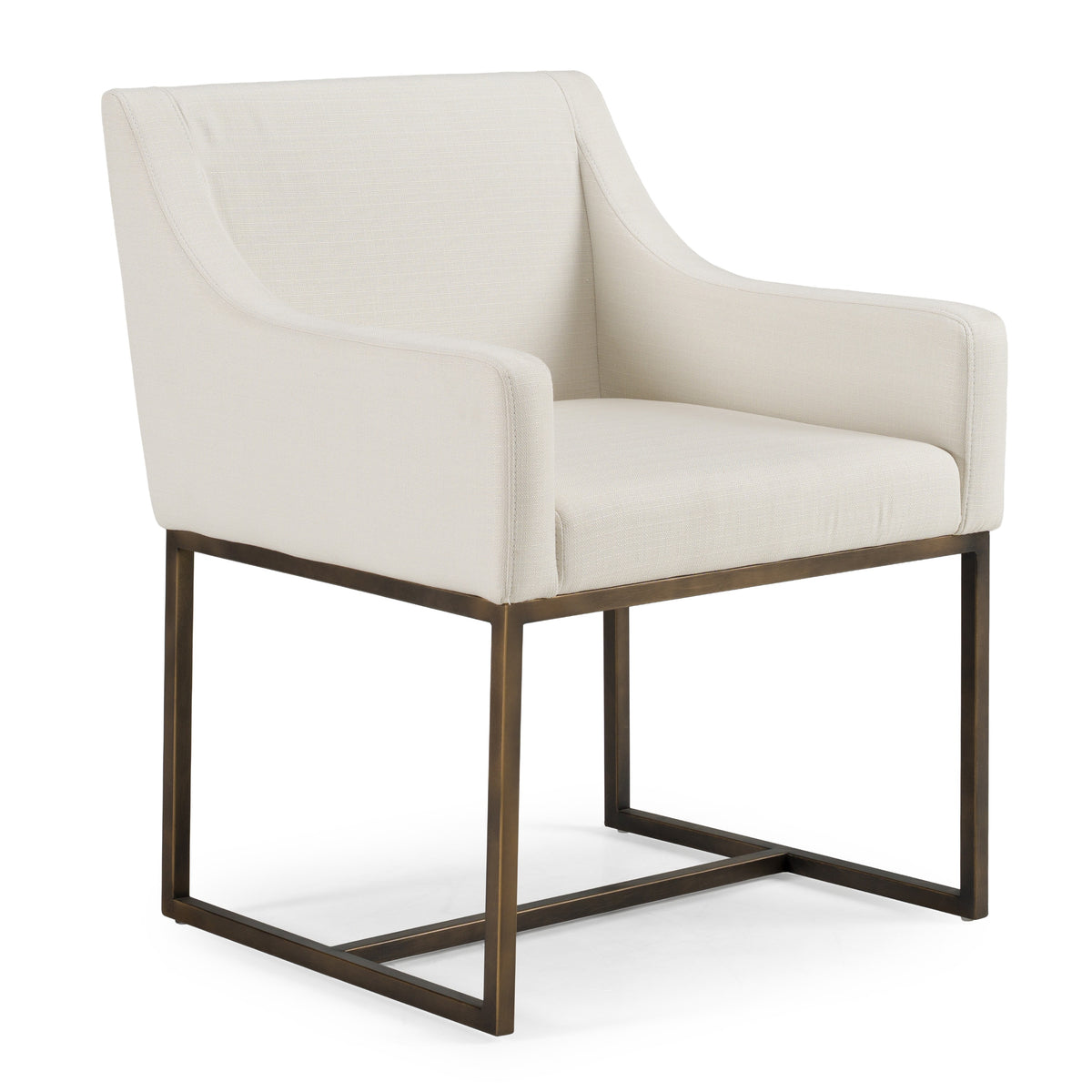 Elijah - Modern Off White & Copper Antique Brass Dining Chair