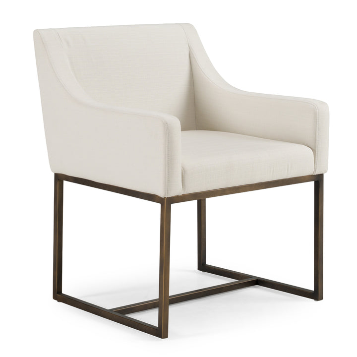 Elijah - Modern Off White &amp; Copper Antique Brass Dining Chair