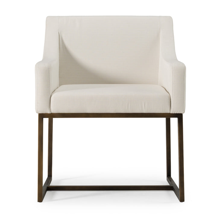 Elijah - Modern Off White &amp; Copper Antique Brass Dining Chair