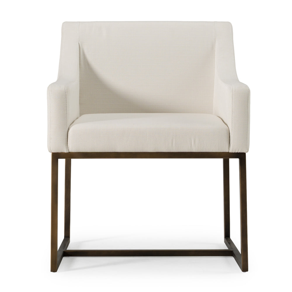 Elijah - Modern Off White & Copper Antique Brass Dining Chair