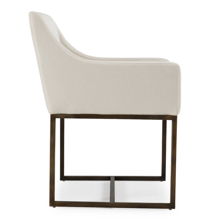 Elijah - Modern Off White &amp; Copper Antique Brass Dining Chair