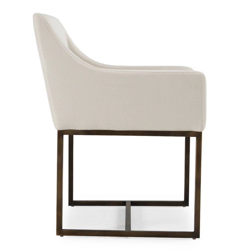 Elijah - Modern Off White & Copper Antique Brass Dining Chair