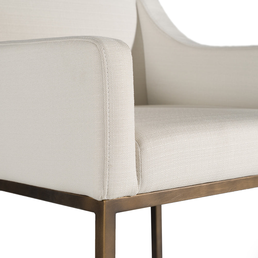 Elijah - Modern Off White & Copper Antique Brass Dining Chair