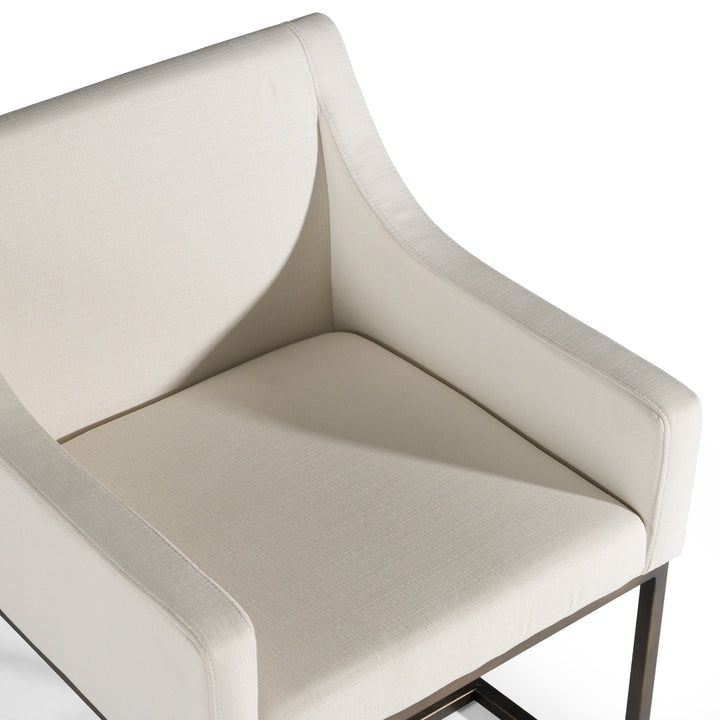 Elijah - Modern Off White &amp; Copper Antique Brass Dining Chair