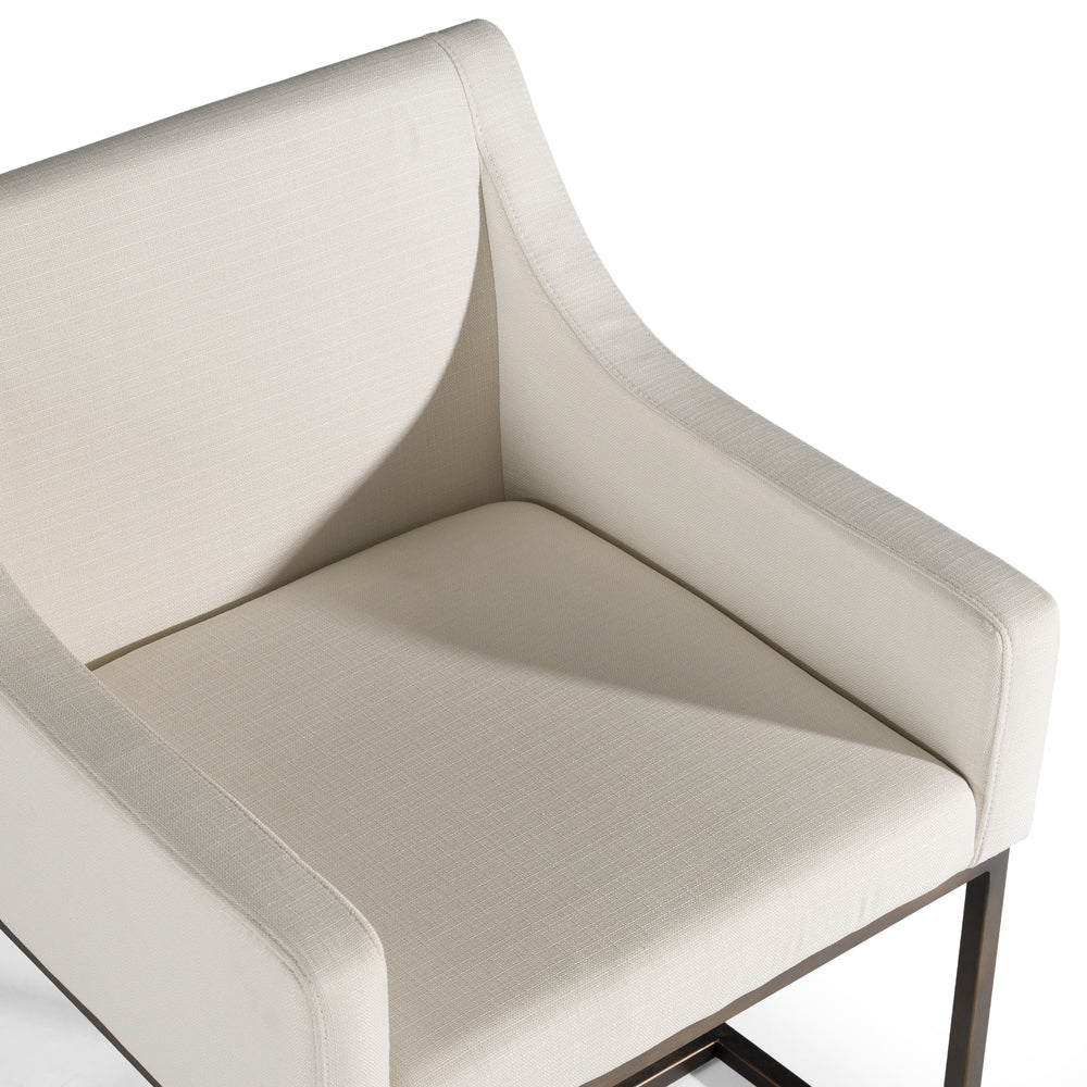 Elijah - Modern Off White & Copper Antique Brass Dining Chair