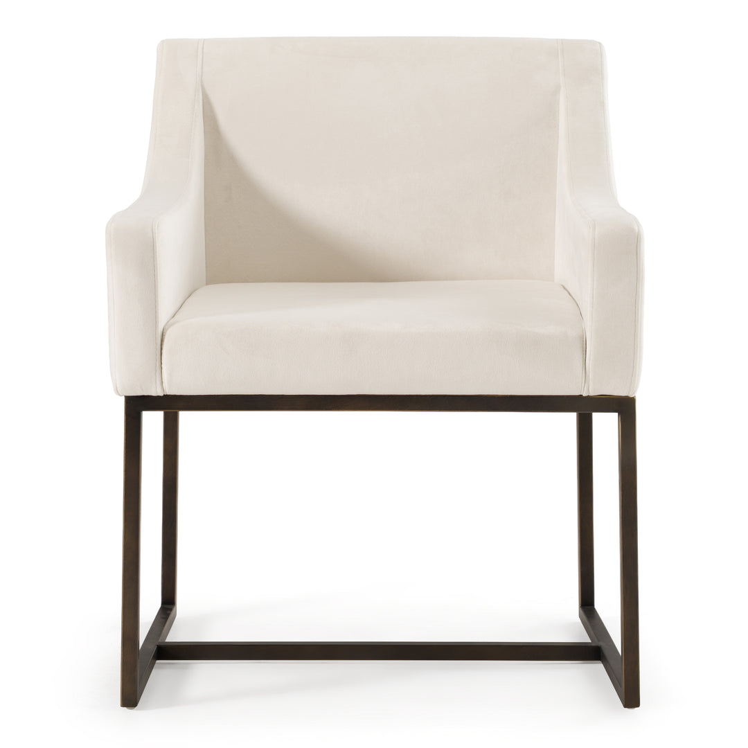 Elijah - Modern Beige  and  Copper Antique Brass Dining Chair