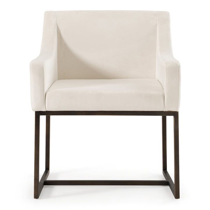 Elijah  Modern Beige & Copper Antique Brass Dining Chair