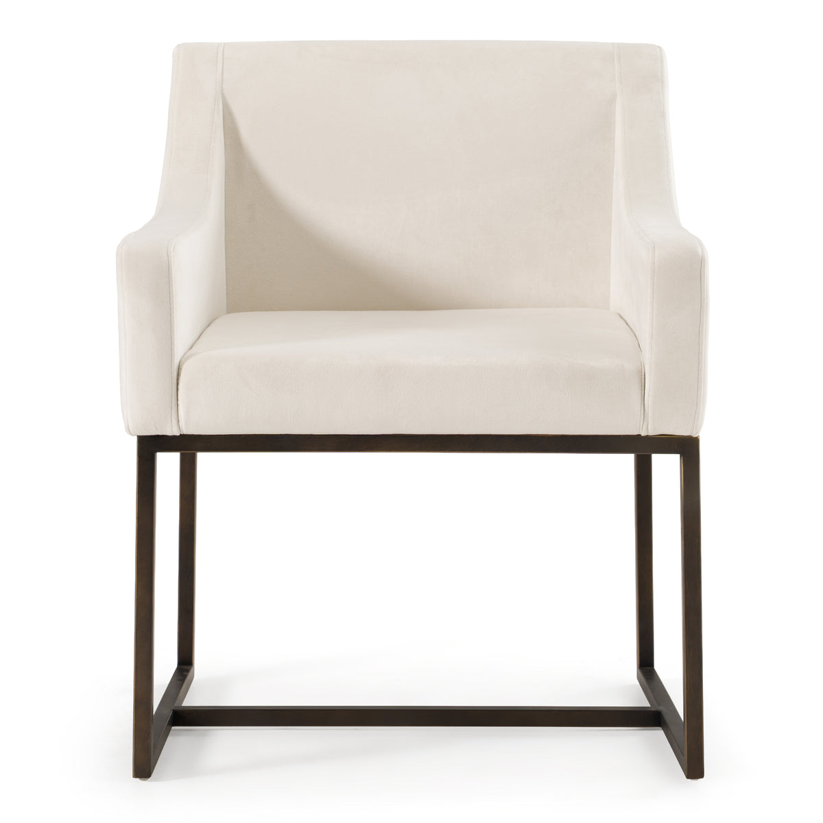 Elijah - Modern Beige & Copper Antique Brass Dining Chair - View 2