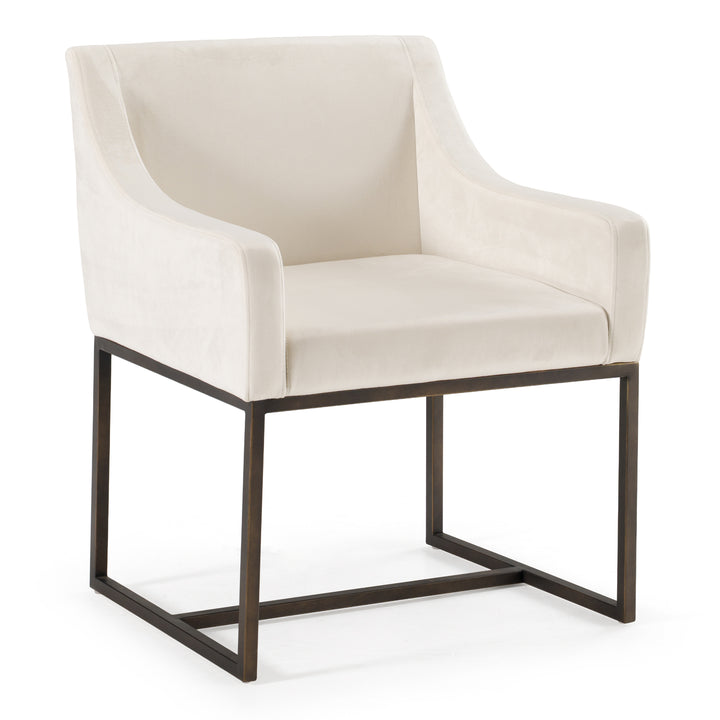 Elijah  Modern Beige & Copper Antique Brass Dining Chair