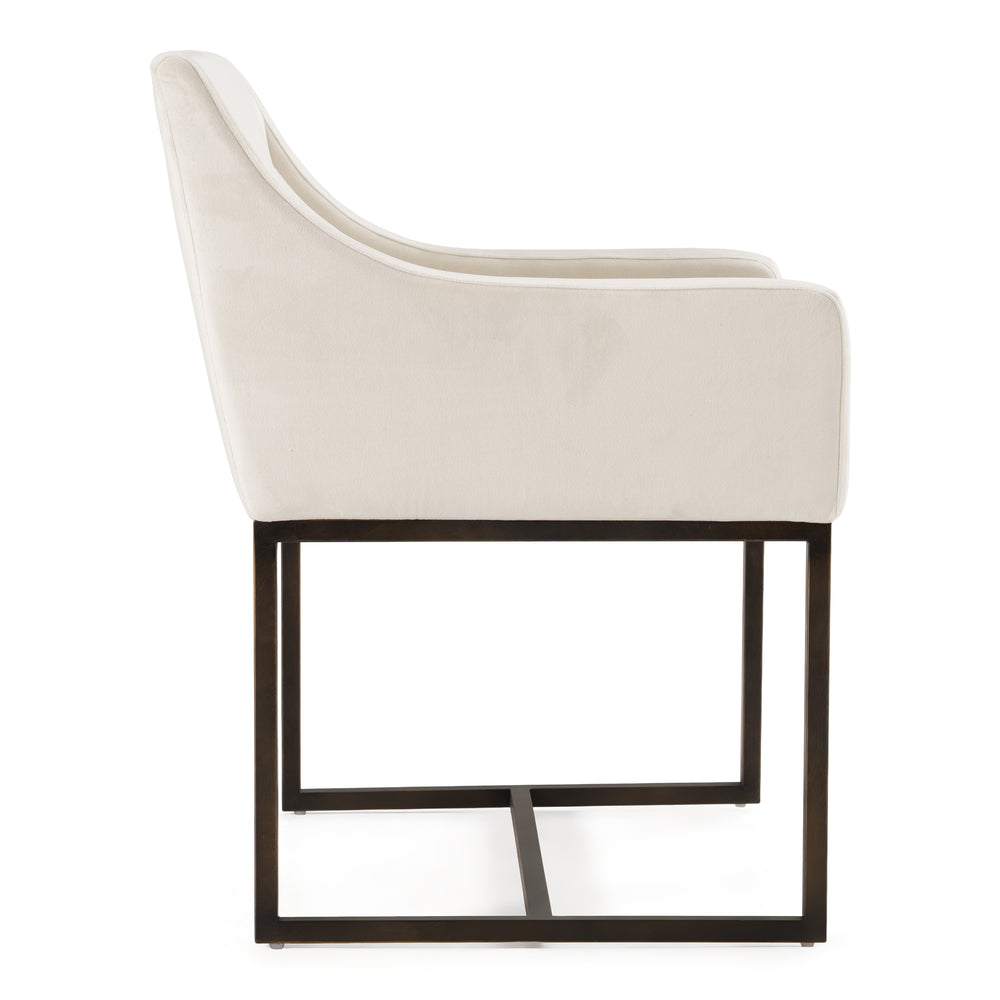 Elijah - Modern Beige & Copper Antique Brass Dining Chair - View 3