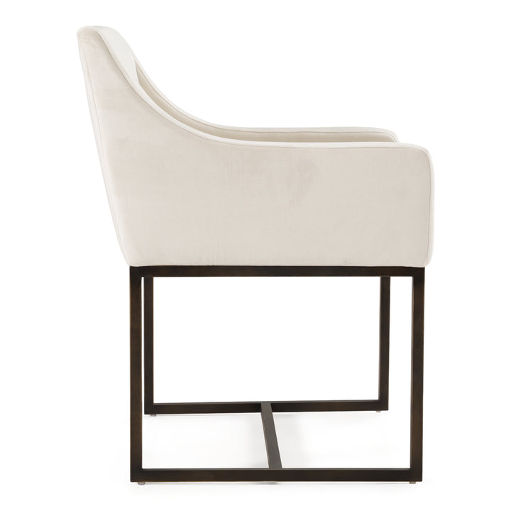 Elijah  Modern Beige & Copper Antique Brass Dining Chair