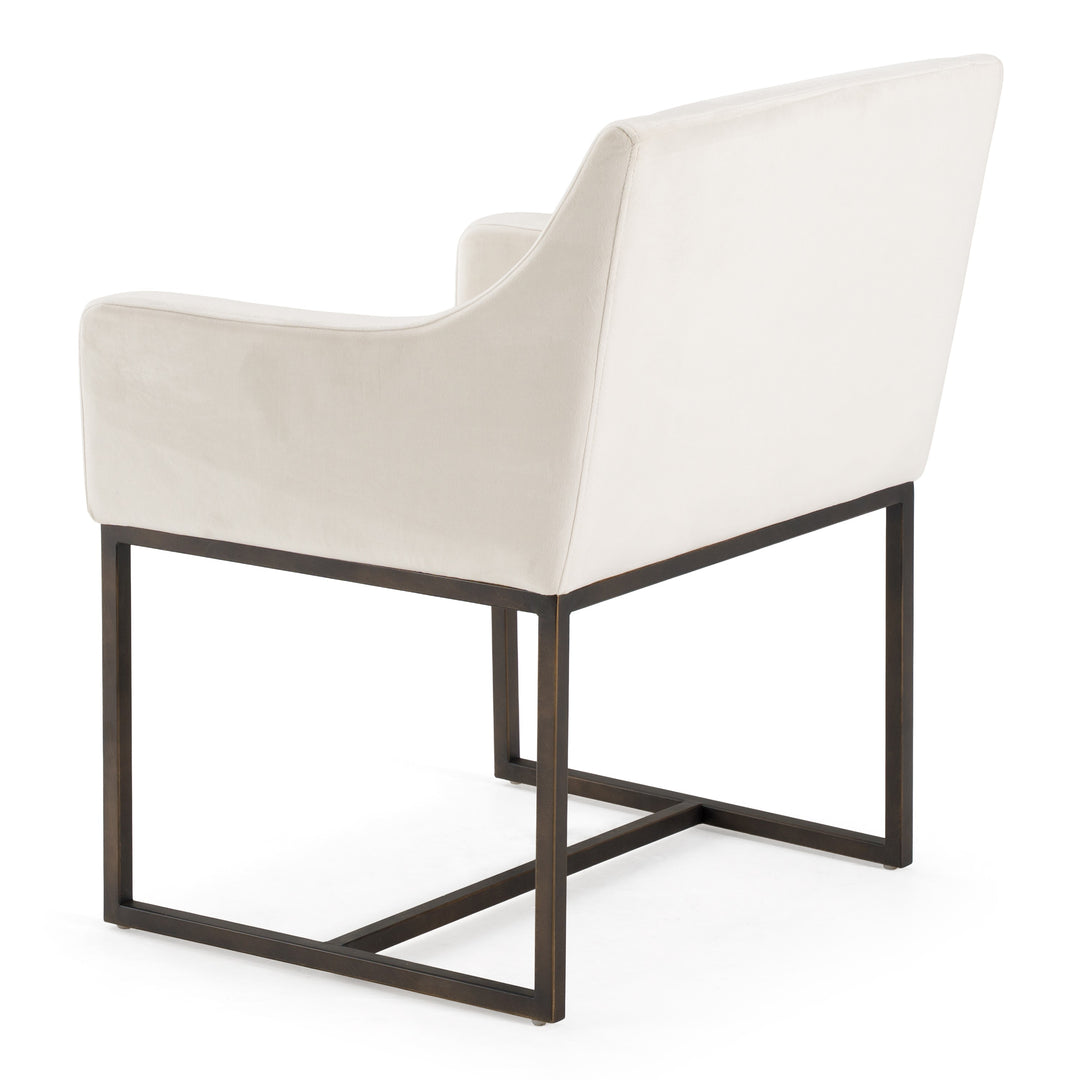 Elijah  Modern Beige & Copper Antique Brass Dining Chair