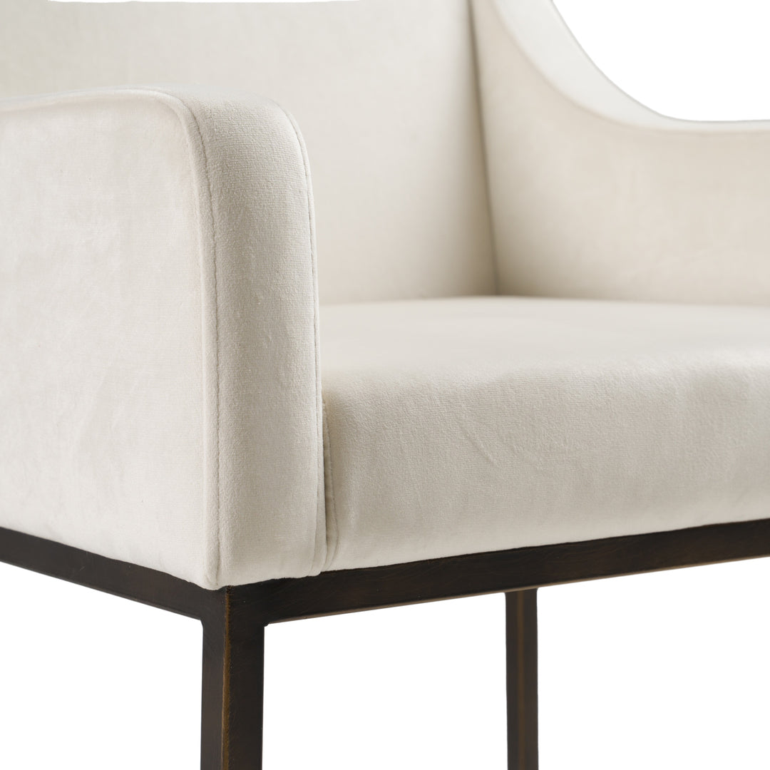 Elijah  Modern Beige & Copper Antique Brass Dining Chair