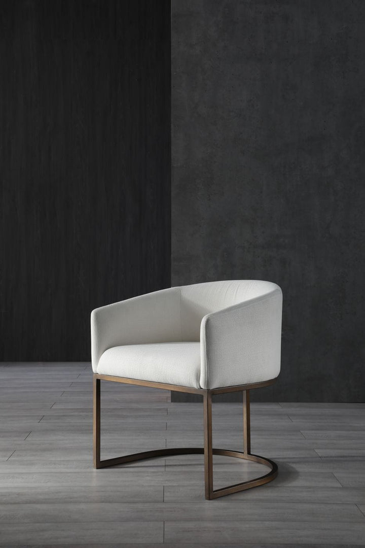 Elisa - Modern Beige Velvet  and  Brass Dining Chair