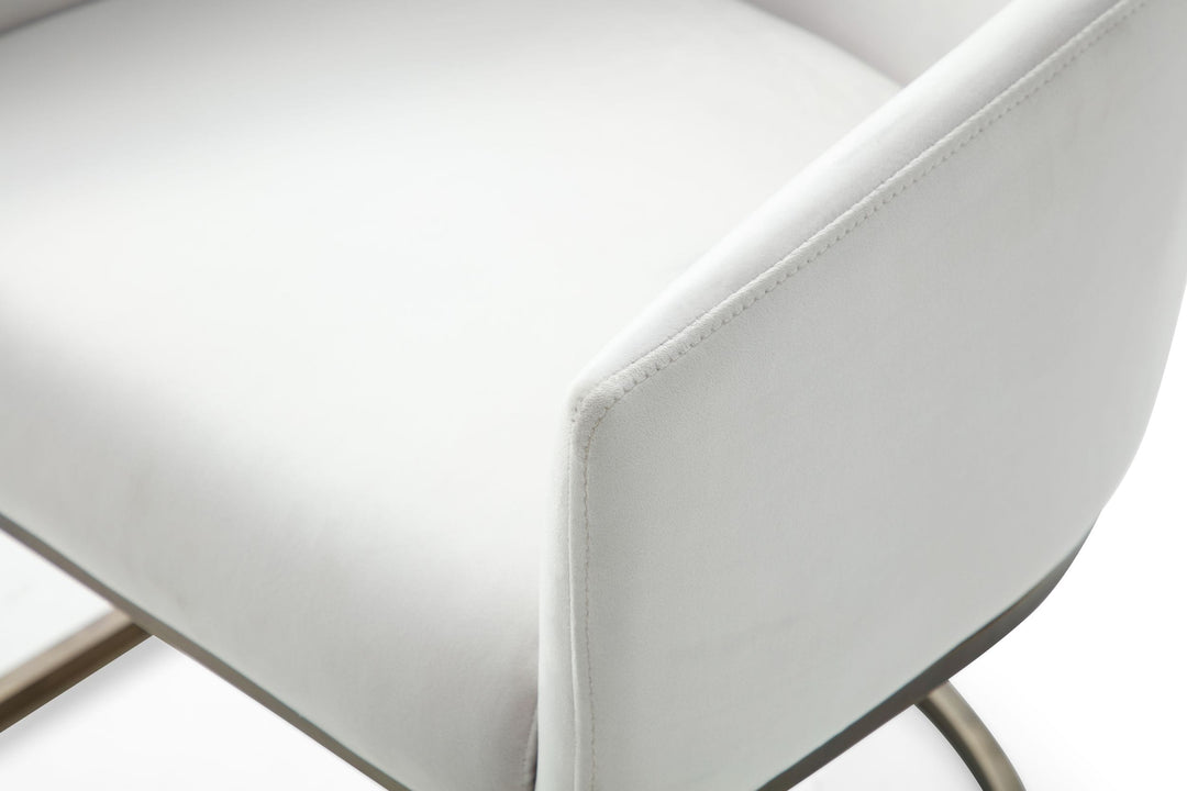 Elisa - Modern Beige Velvet  and  Brass Dining Chair