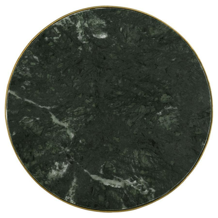 Eliska - Round Green Marble Top Accent Side Table - Antique Gold Side Table modern furniture Contempo Furniture