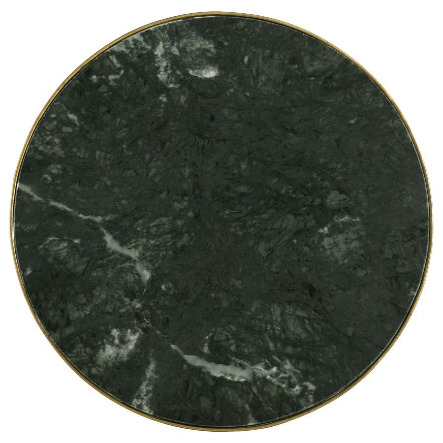 Eliska - Round Green Marble Top Accent Side Table - Antique Gold Side Table modern furniture Contempo Furniture