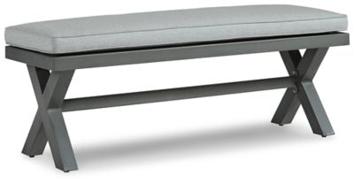 Elite Park Outdoor Bench with Cushion - Dark Gray | Ashley Furniture