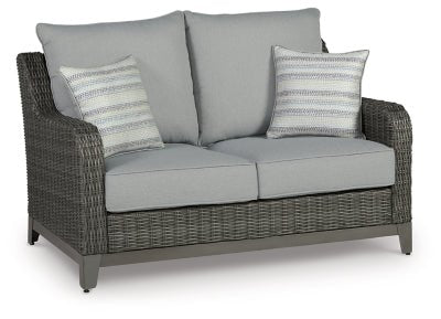 Elite Park Outdoor Loveseat with Cushion - Gray | Ashley Furniture