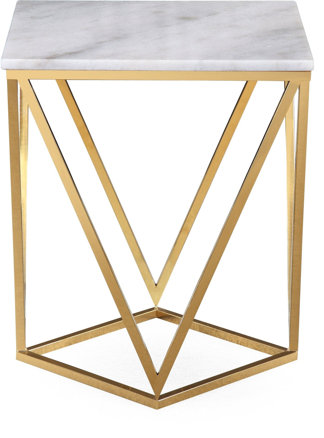 Eliza Square End Table in White Marble and Gold Polished Stainless Steel End Table modern furniture Contempo Furniture