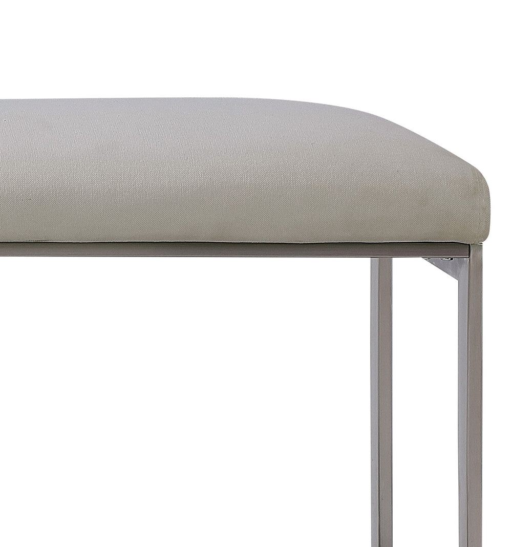 Eliza Upholstered Dining Bench in Dove and Brushed Stainless Steel Benches modern furniture Contempo Furniture