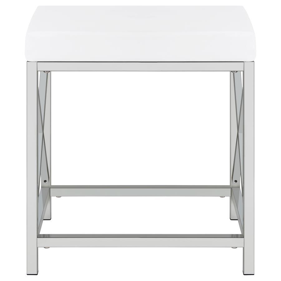 Eliza - Vanity Set With Lighting & Stool - White And Chrome Vanity Set modern furniture Contempo Furniture