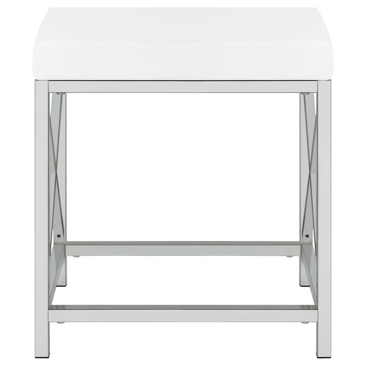 Eliza - Vanity Set With Lighting &amp; Stool - White And Chrome Vanity Set modern furniture Contempo Furniture