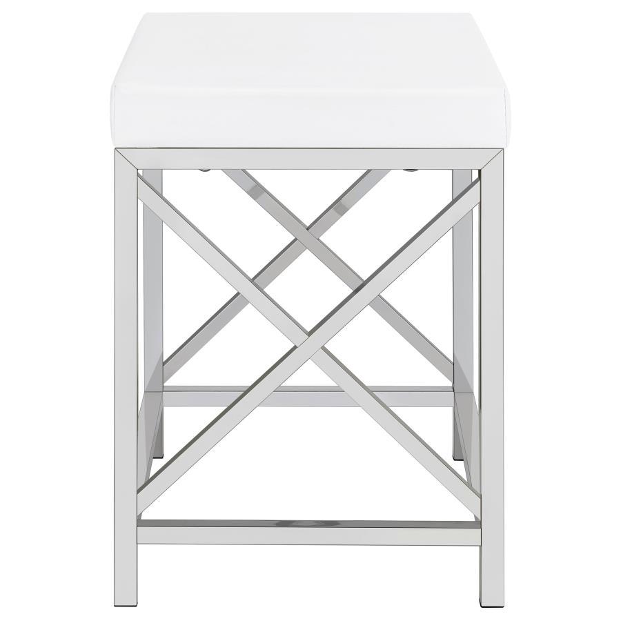 Eliza - Vanity Set With Lighting & Stool - White And Chrome Vanity Set modern furniture Contempo Furniture
