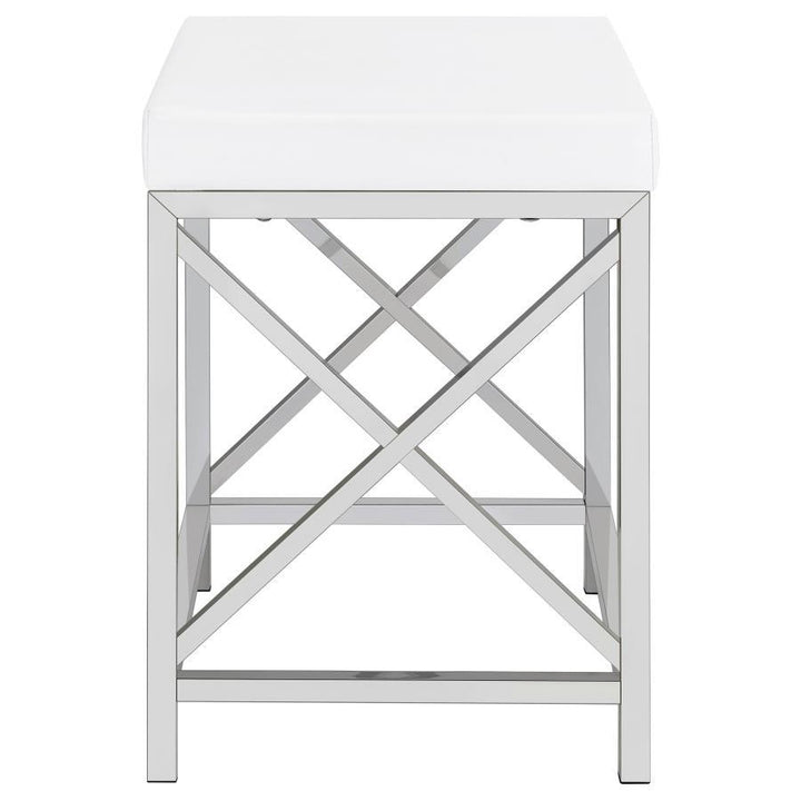 Eliza - Vanity Set With Lighting &amp; Stool - White And Chrome Vanity Set modern furniture Contempo Furniture