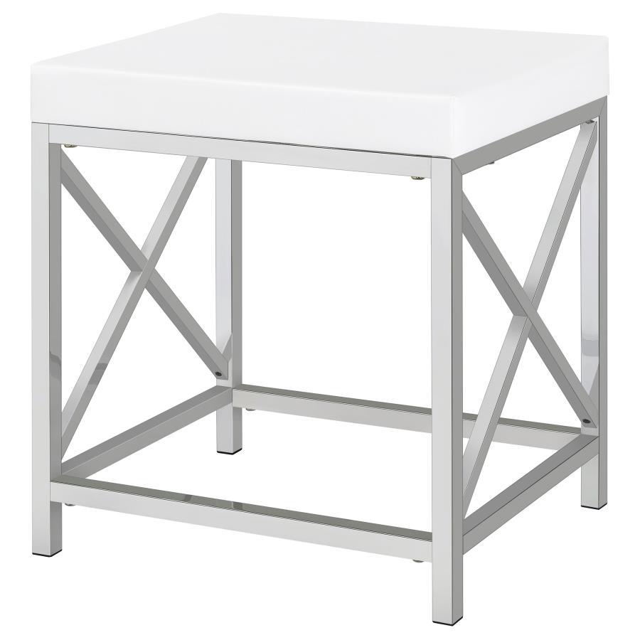 Eliza - Vanity Set With Lighting & Stool - White And Chrome Vanity Set modern furniture Contempo Furniture