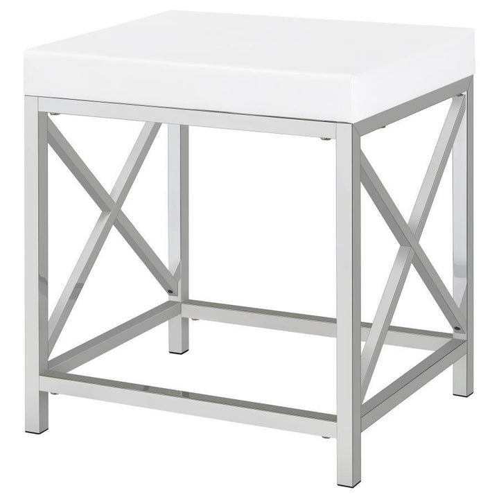 Eliza - Vanity Set With Lighting &amp; Stool - White And Chrome Vanity Set modern furniture Contempo Furniture