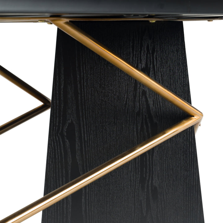 Elkhorn - Glam Black Ash + Stainless Steel 126" Dining Table