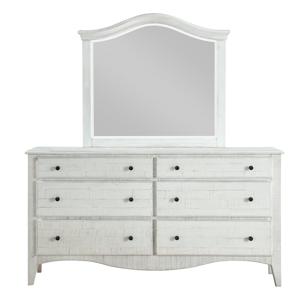 Ella Solid Wood Six Drawer Dresser in White Wash Dresser modern furniture Contempo Furniture