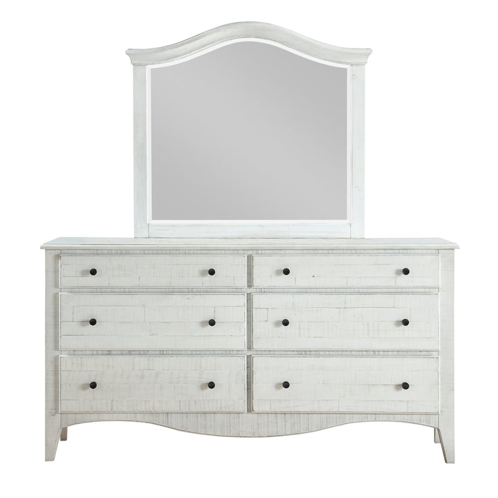 Ella Solid Wood Six Drawer Dresser in White Wash Dresser modern furniture Contempo Furniture