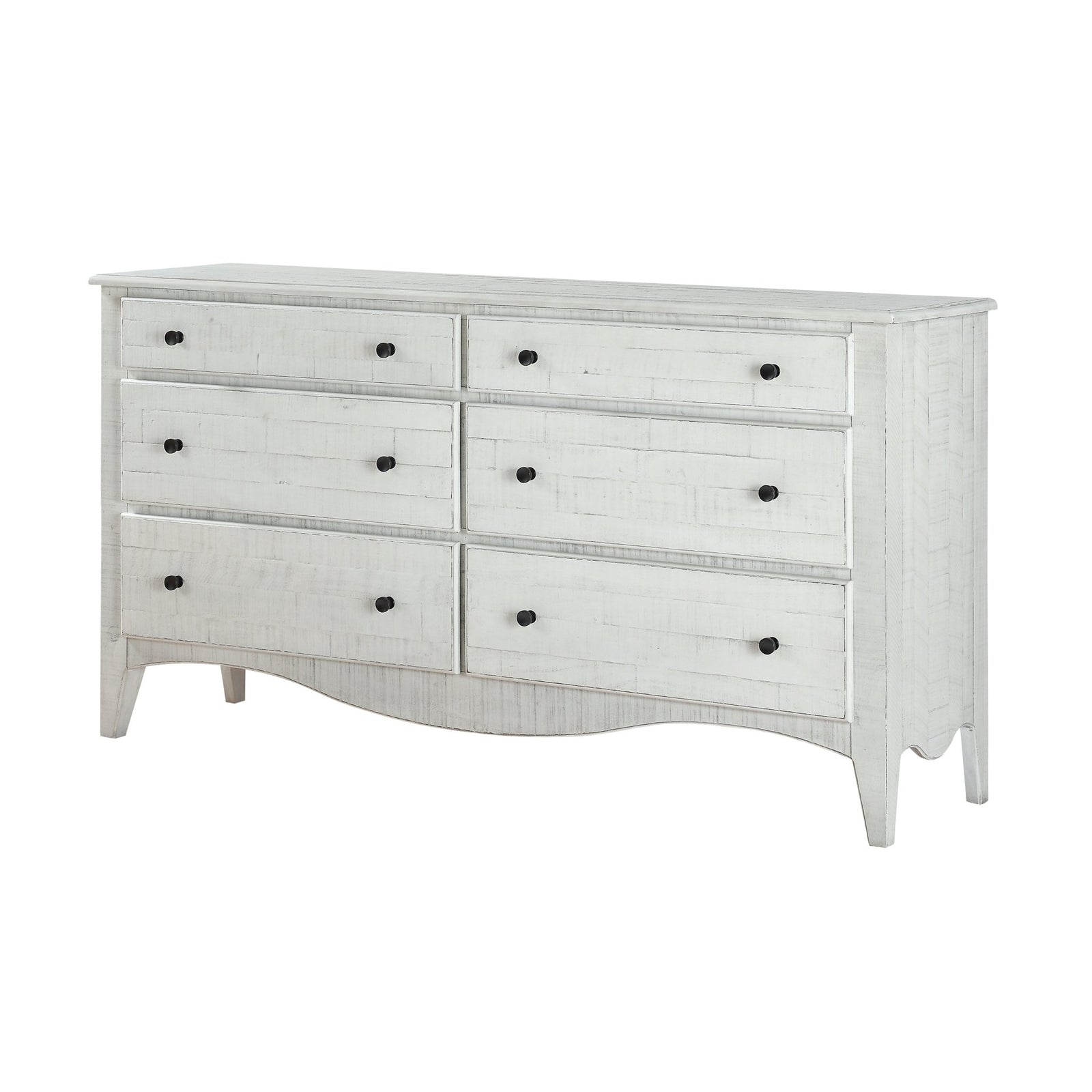 Ella Solid Wood Six Drawer Dresser in White Wash Dresser modern furniture Contempo Furniture