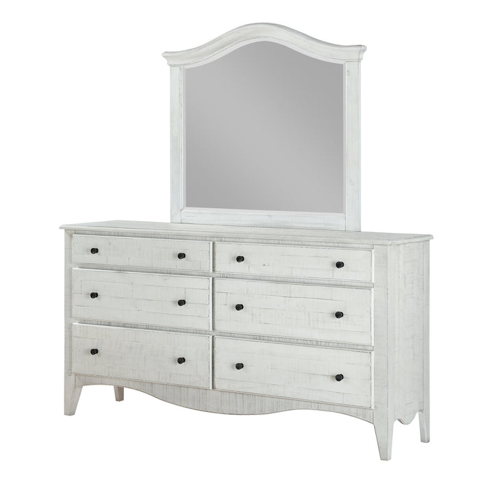 Ella Solid Wood Six Drawer Dresser in White Wash Dresser modern furniture Contempo Furniture