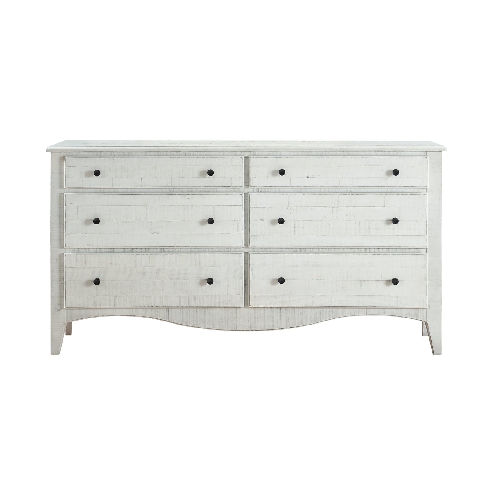 Ella Solid Wood Six Drawer Dresser in White Wash Dresser modern furniture Contempo Furniture