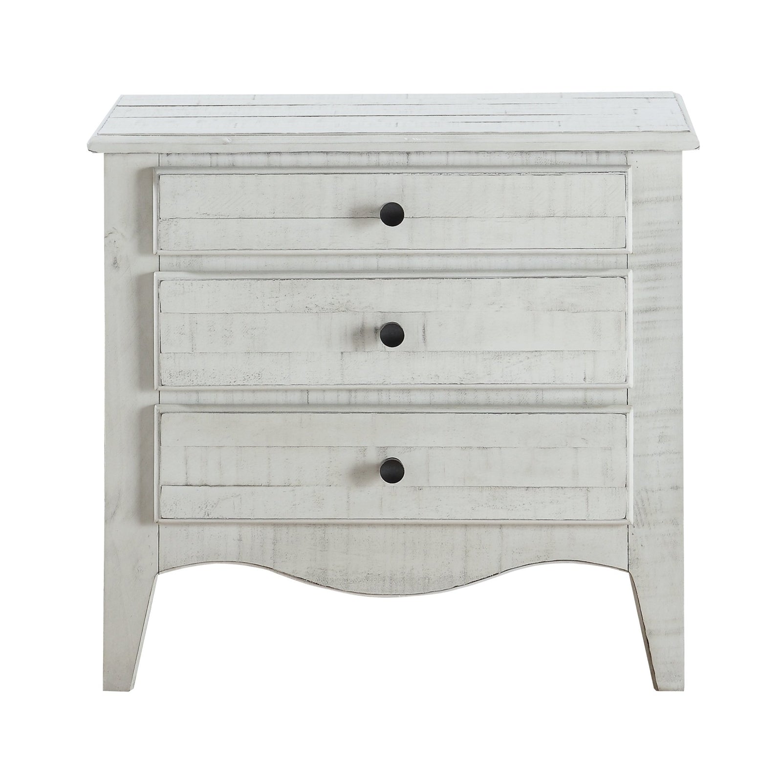 Ella Solid Wood Three Drawer Nightstand in White Wash Nightstand modern furniture Contempo Furniture